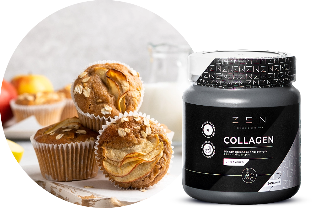 BANANA MACADAMIA COLLAGEN MUFFINS – ZEN Enhanced Nutrition